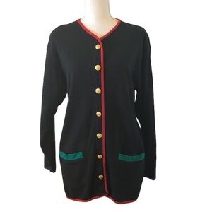 Vintage TALBOTS Jacket Women's Size Small Black Front Button Cardigan Blazer